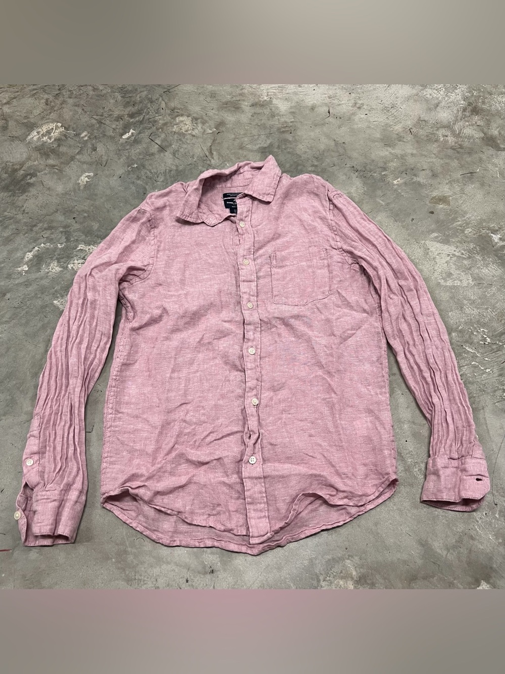 Daniel Hechter Linen Button Up Shirt Mens Small Long Sleeve European Grown Flax